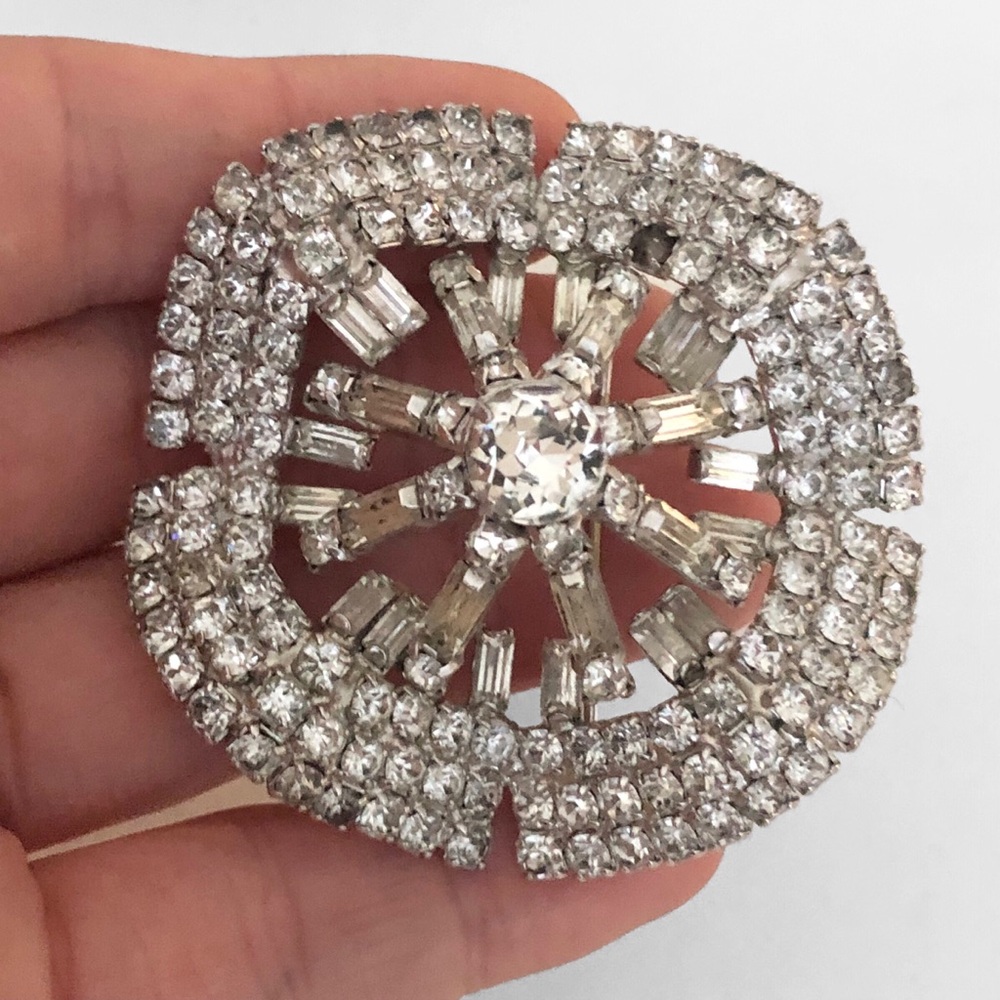Kramer NY Geometric Crystal Domed Brooch
